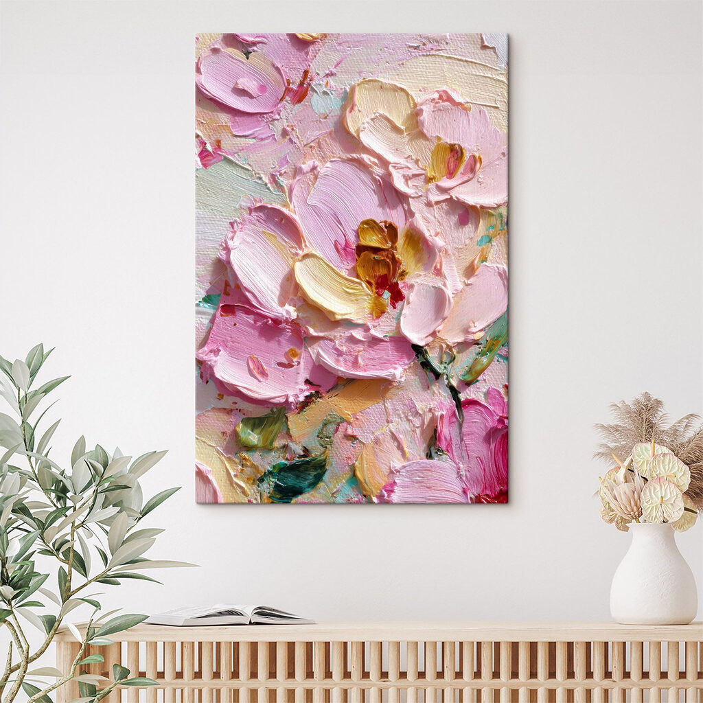 Pétalas rosa de tinta num interior