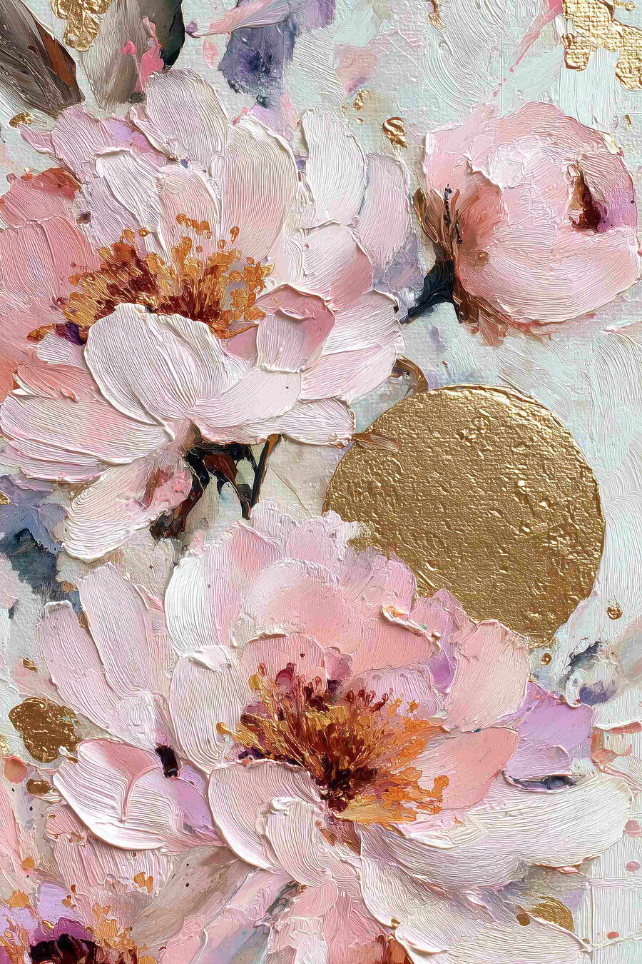 Flores rosa e dourado — design completo