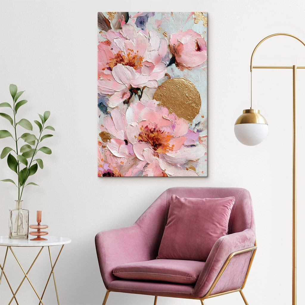 Flores rosa e dourado — interior 2
