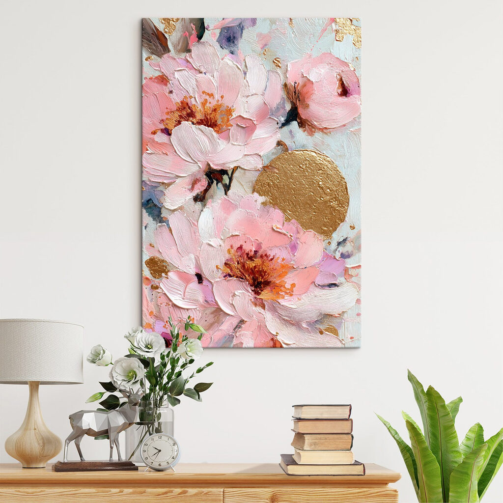 Flores rosa e dourado — interior 1