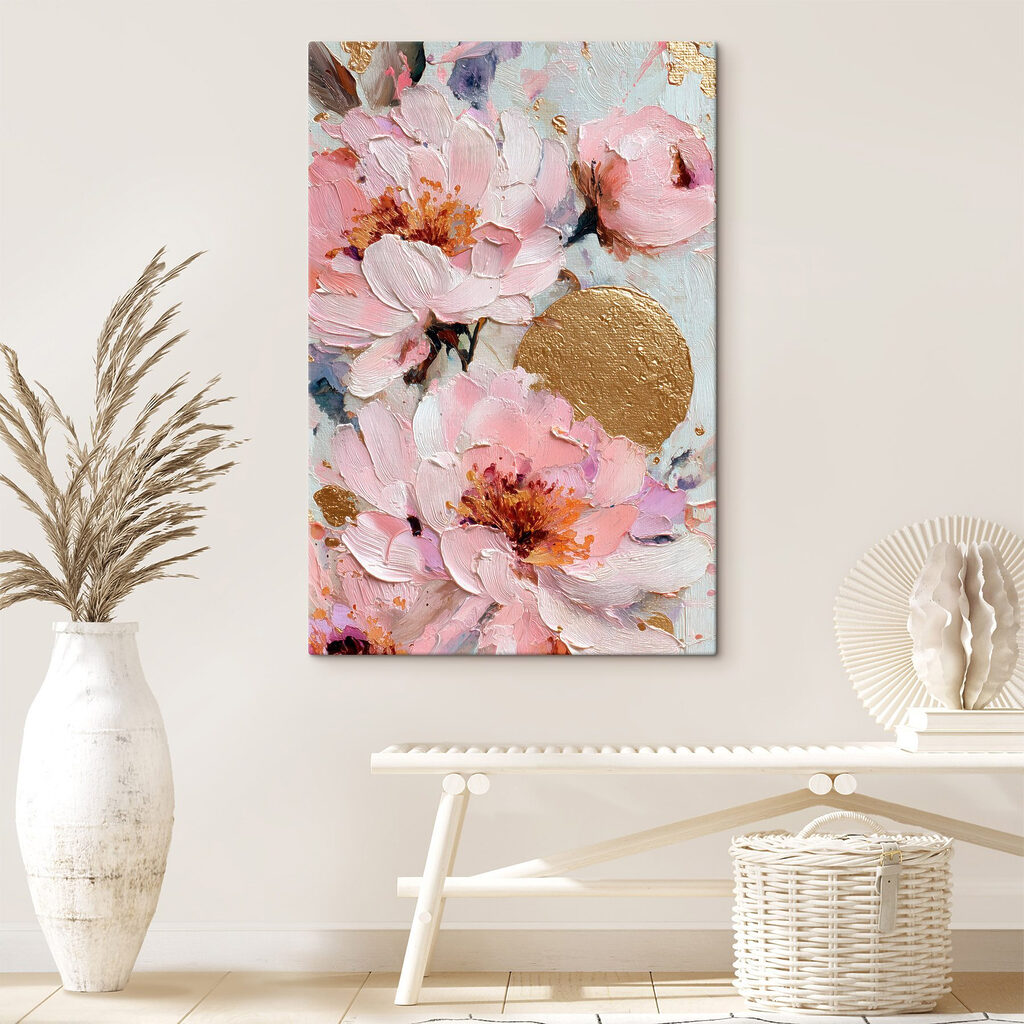Flores rosa e dourado — interior 3