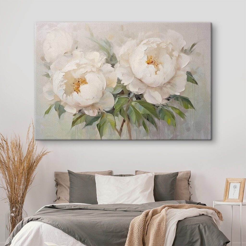 Peónias brancas com folhas — interior 1