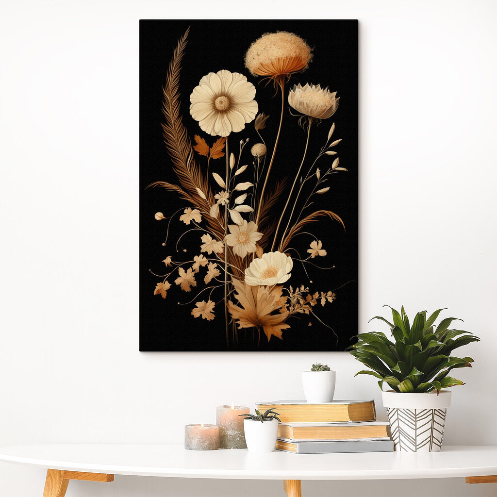 Flores claras sobre preto — interior 2