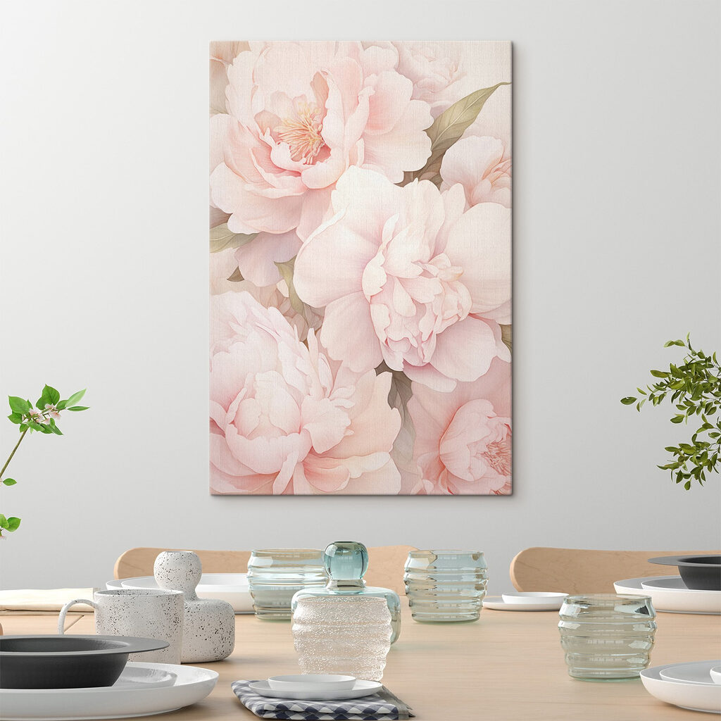 Peónias entre folhas — interior 1