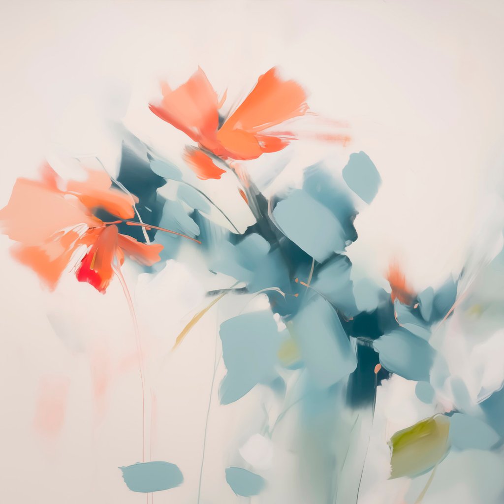 Flores abstratas, efeito pintado — design completo