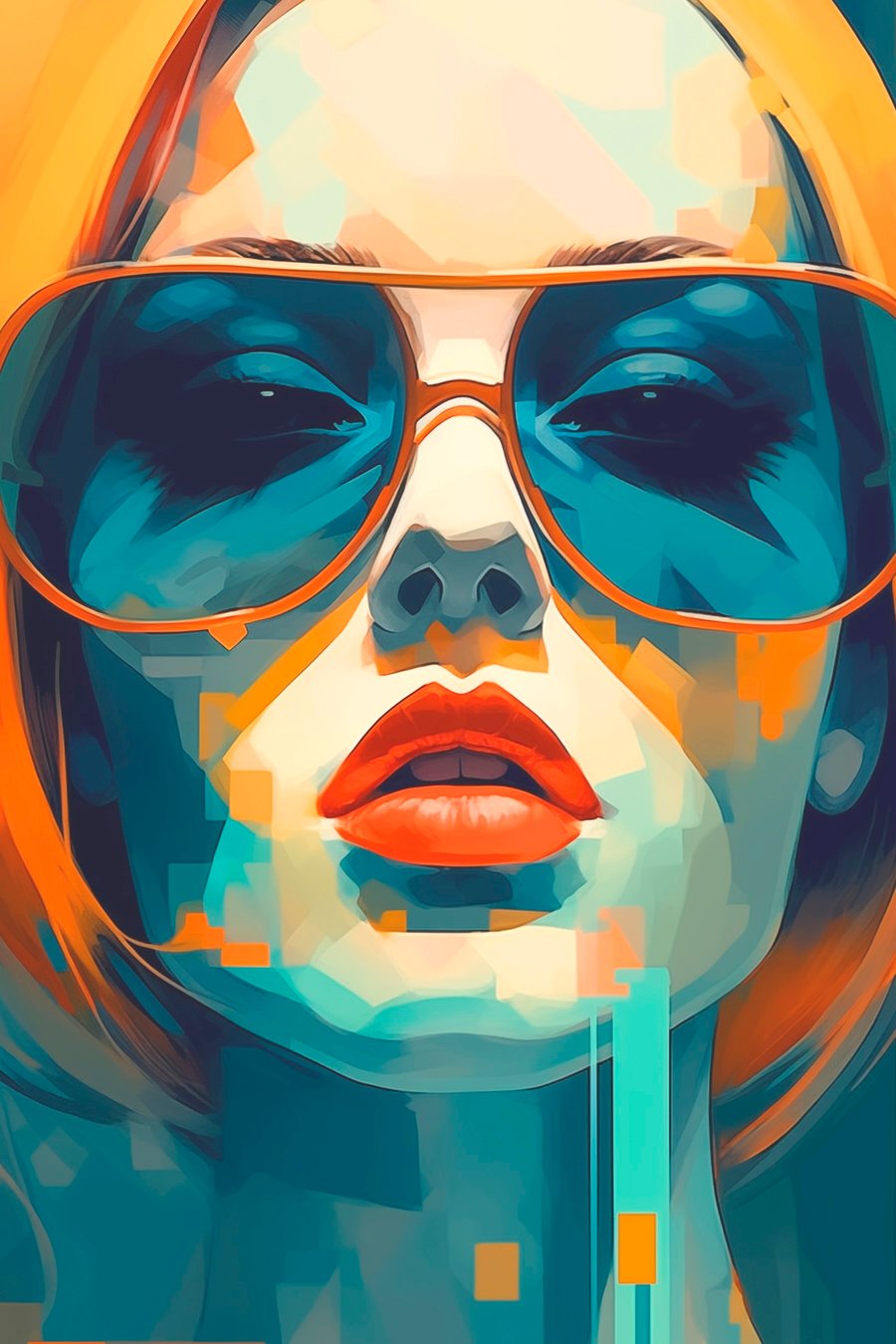 Retrato abstrato com óculos — design completo