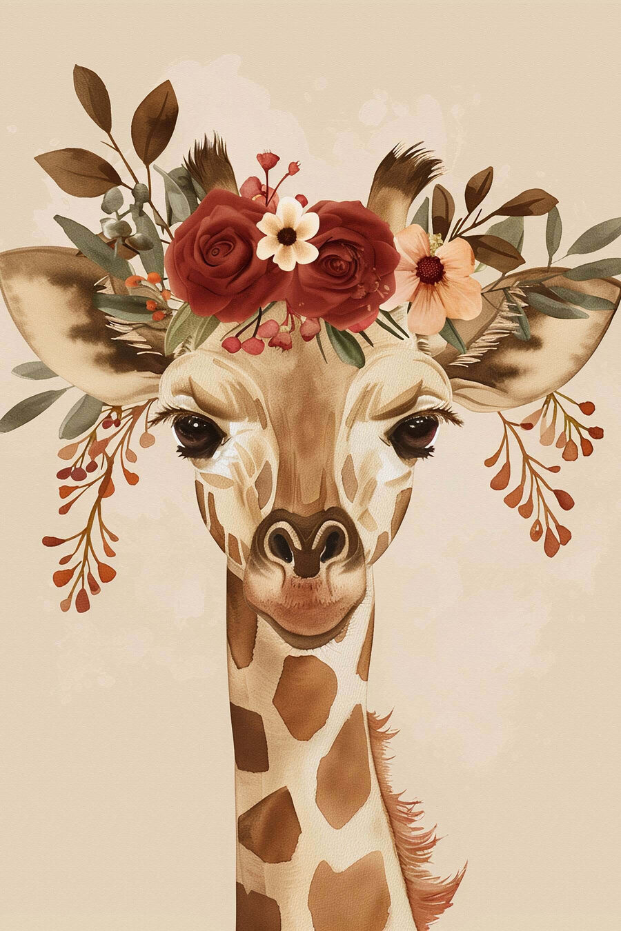 Girafa com grinalda — design completo