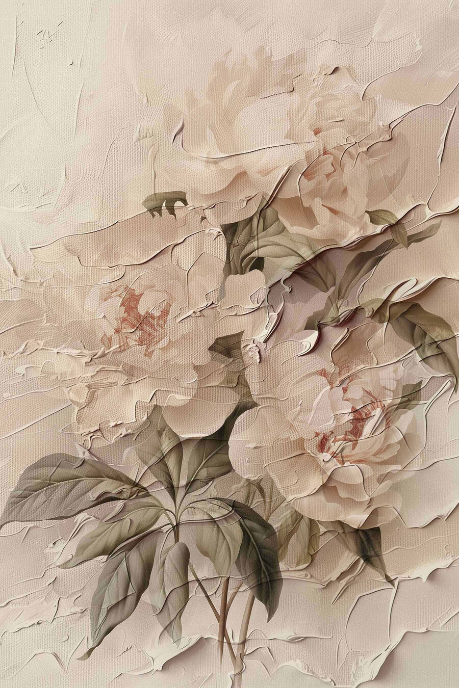 Flores pálidas entre folhas — design completo