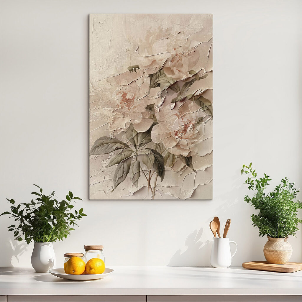 Flores pálidas entre folhas — interior 1