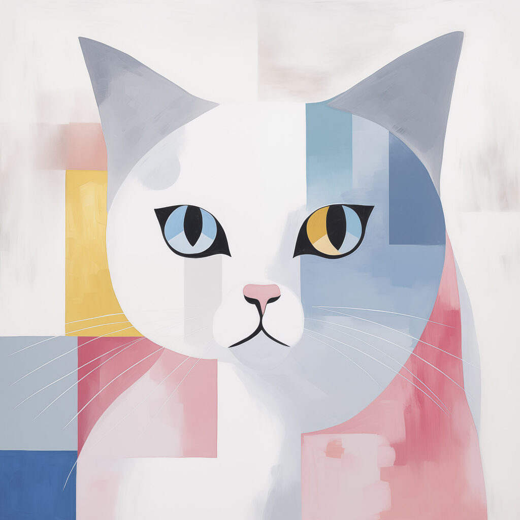 Gato em tons pastel — design completo