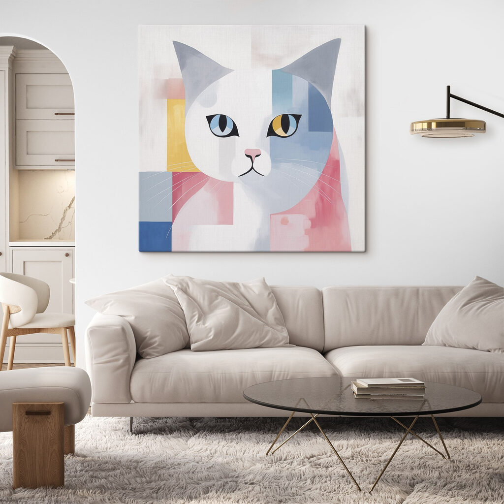 Gato em tons pastel — interior 2
