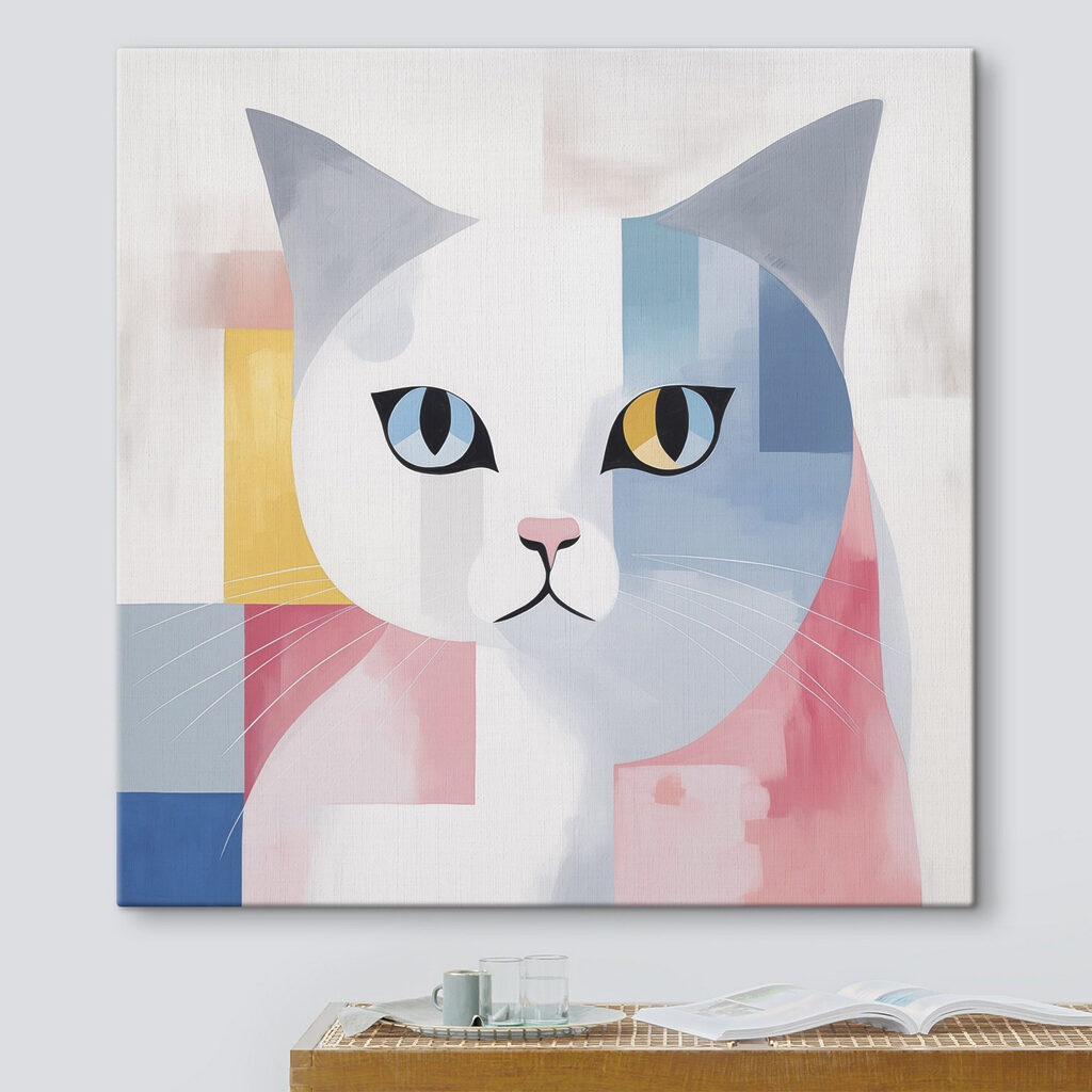 Gato em tons pastel num interior