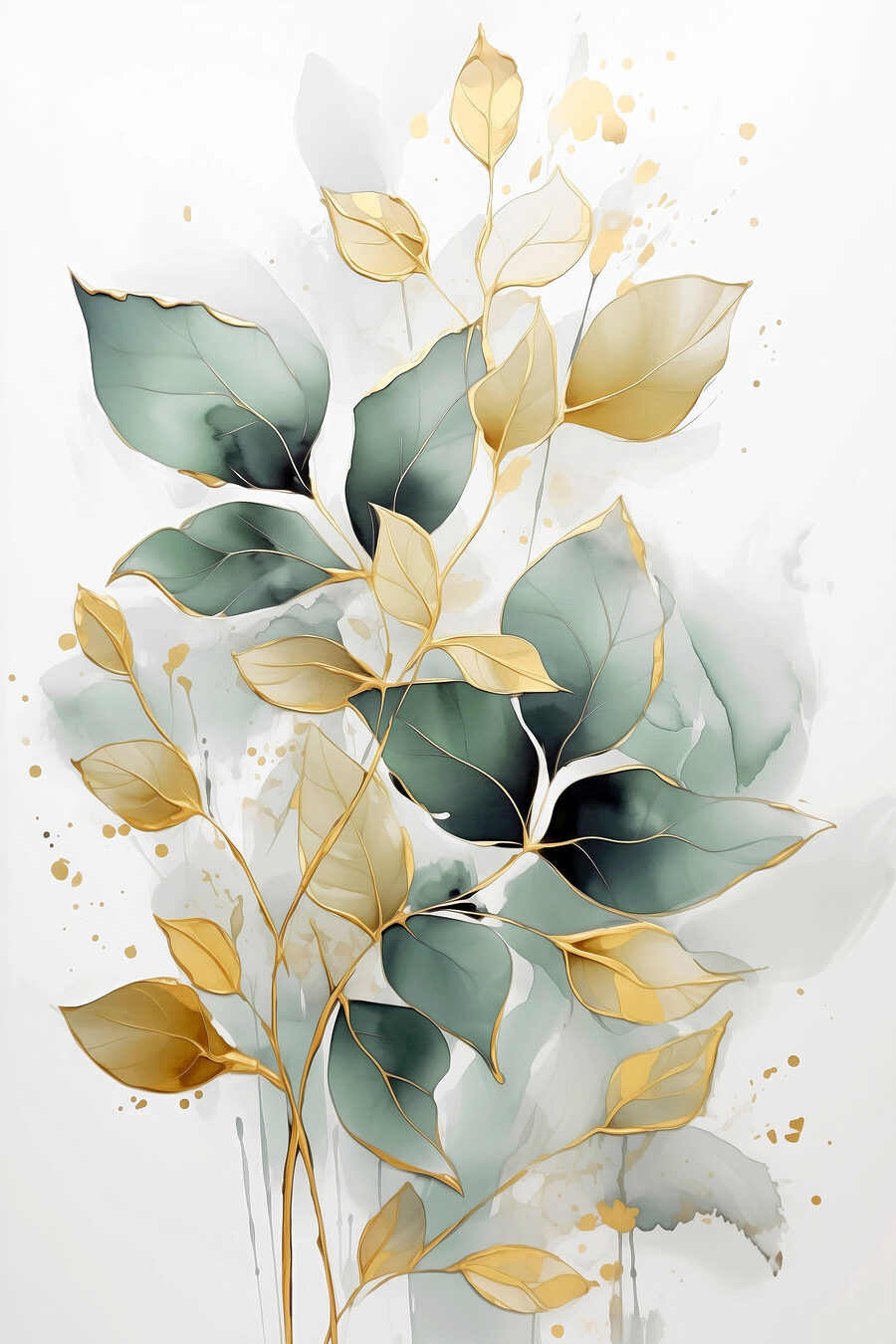 Ramos dourados e folhas — design completo