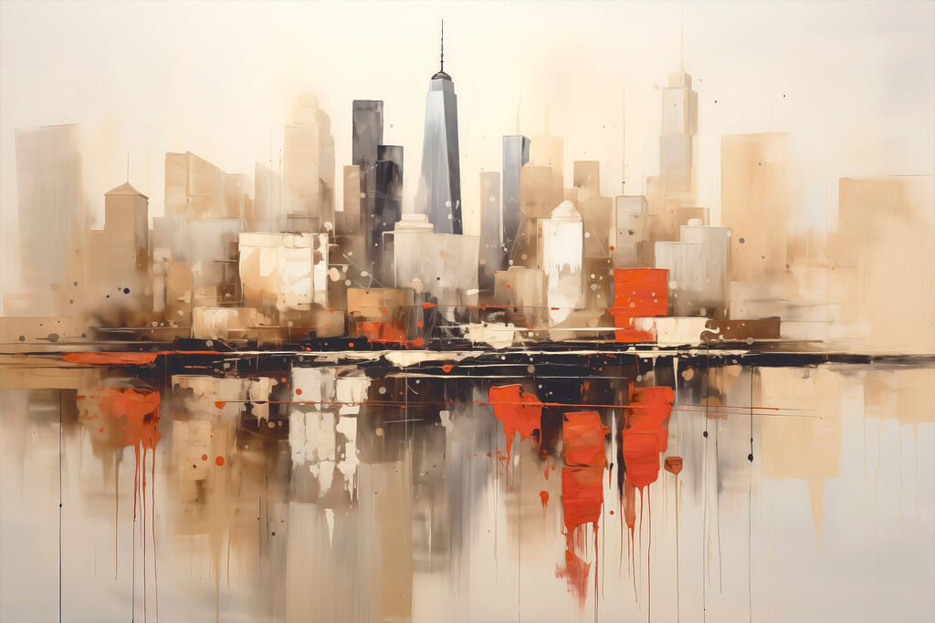 Cidade refletida na água — design completo
