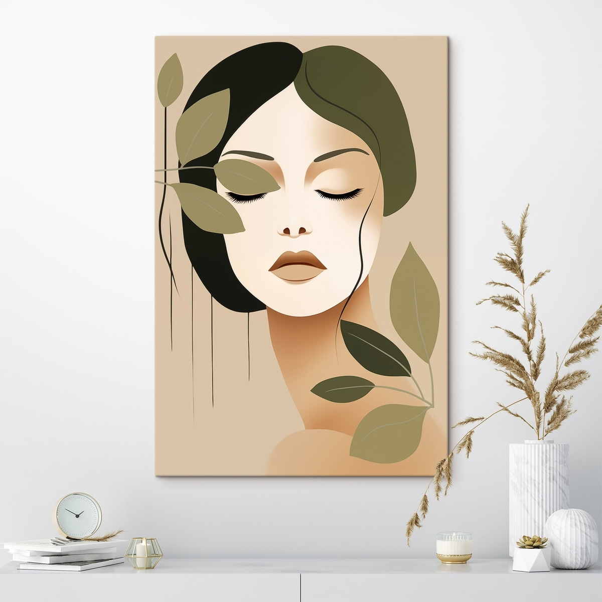 Menina com folhas — interior 2
