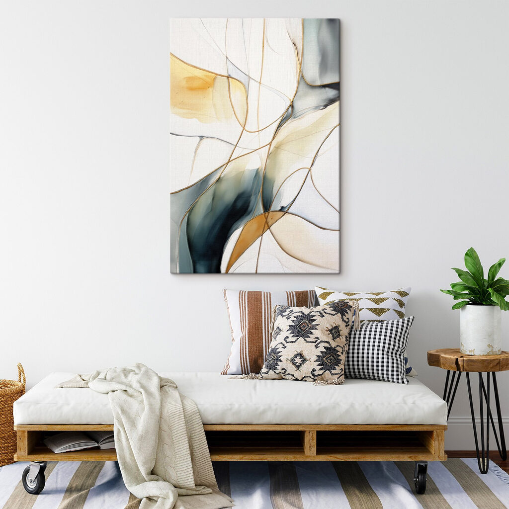 Linhas douradas em tinta — interior 1