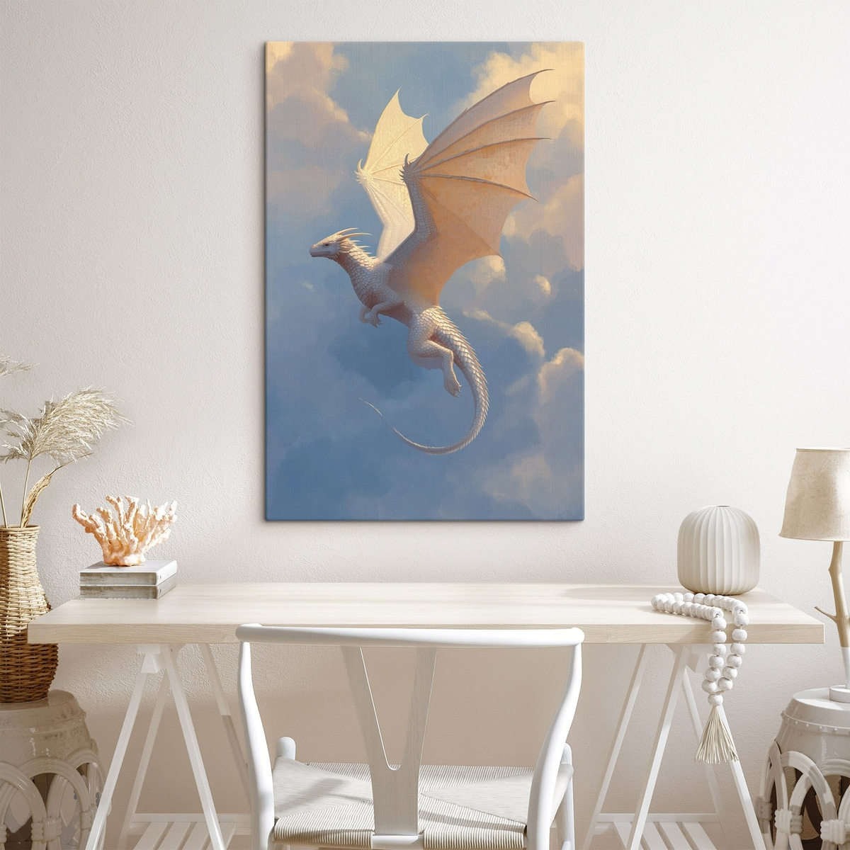 Dragão branco no céu — interior 1