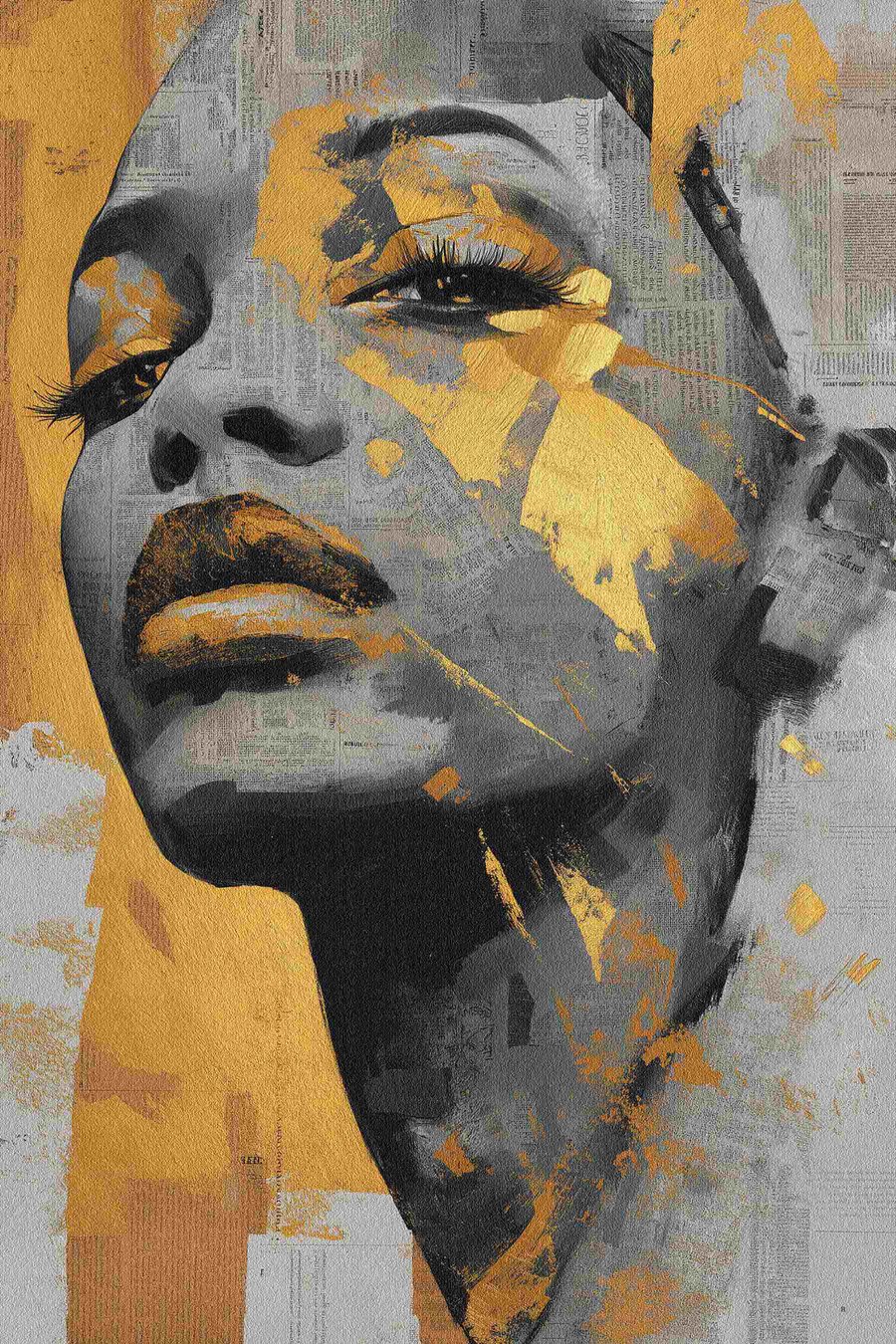 Retrato com jornal — design completo