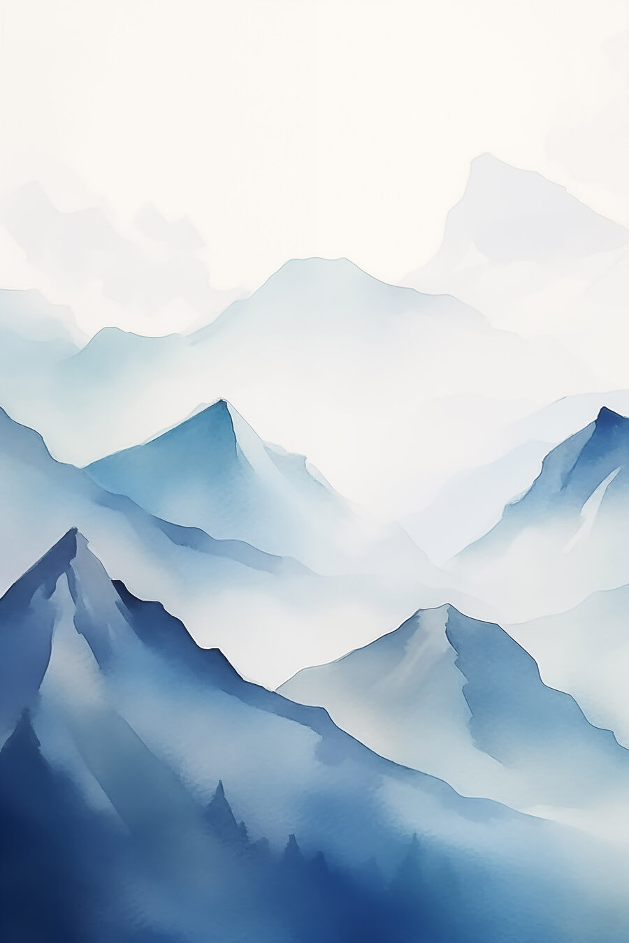 Montanhas azuis na neblina — design completo