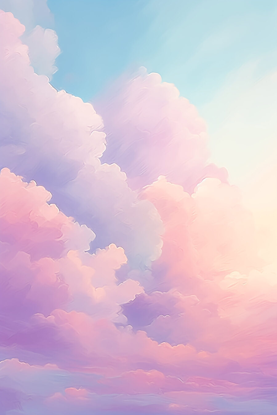 Nuvens rosa sobre violeta — design completo