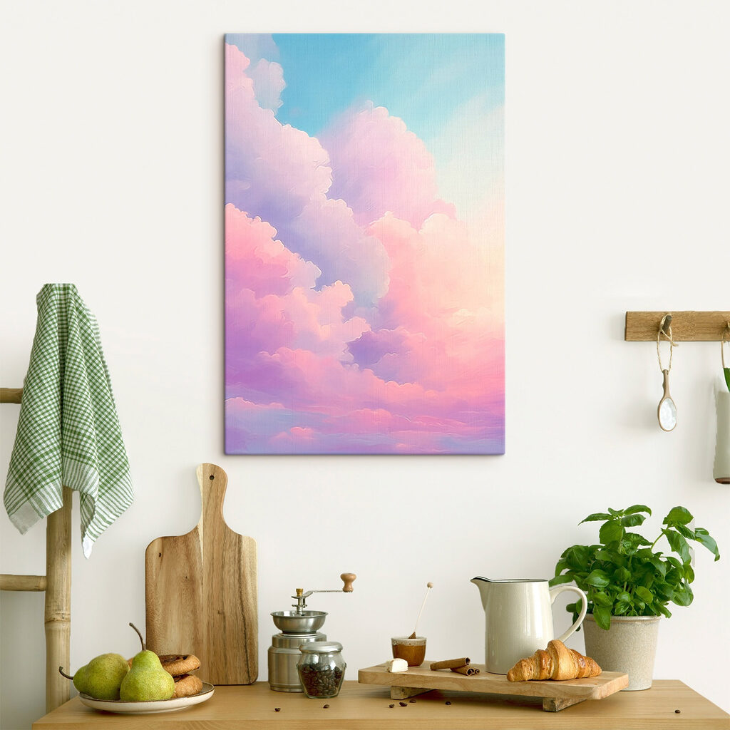 Nuvens rosa sobre violeta — interior 1