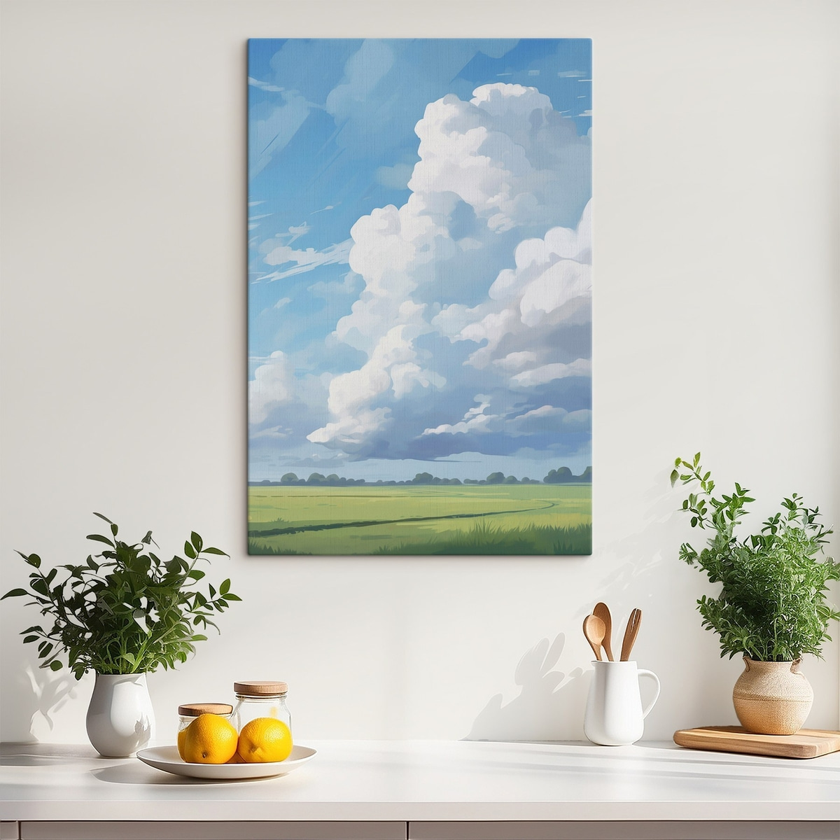 Campo sob enormes nuvens — interior 1