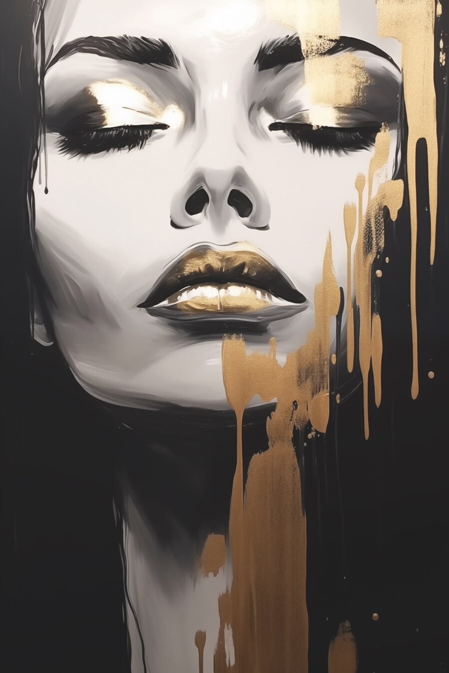 Olhar fechado com dourado — design completo