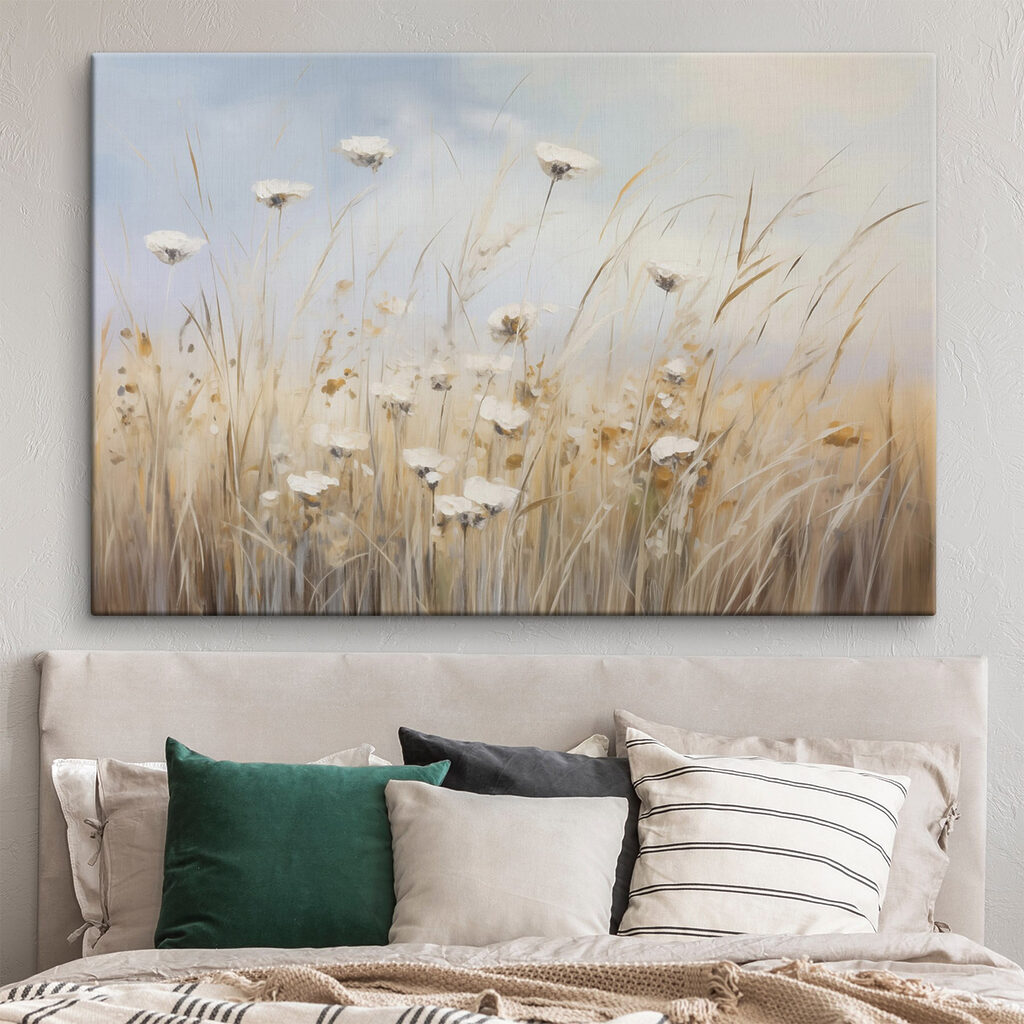 Flores brancas na relva — interior 1