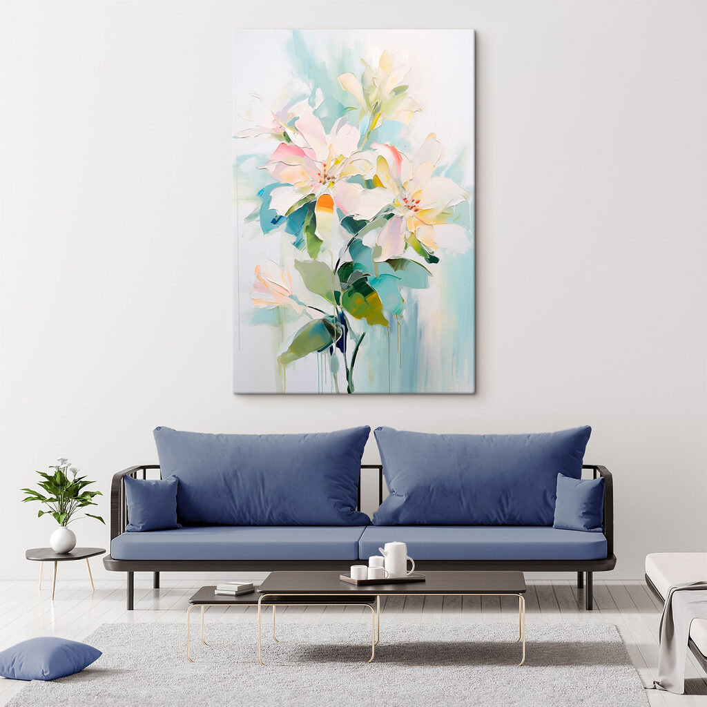 Lírios em tons pastel — interior 1