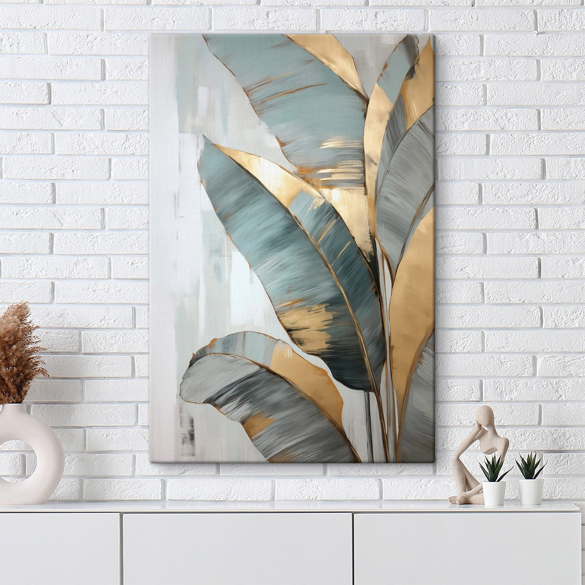 Folhas com pinceladas visíveis — interior 2