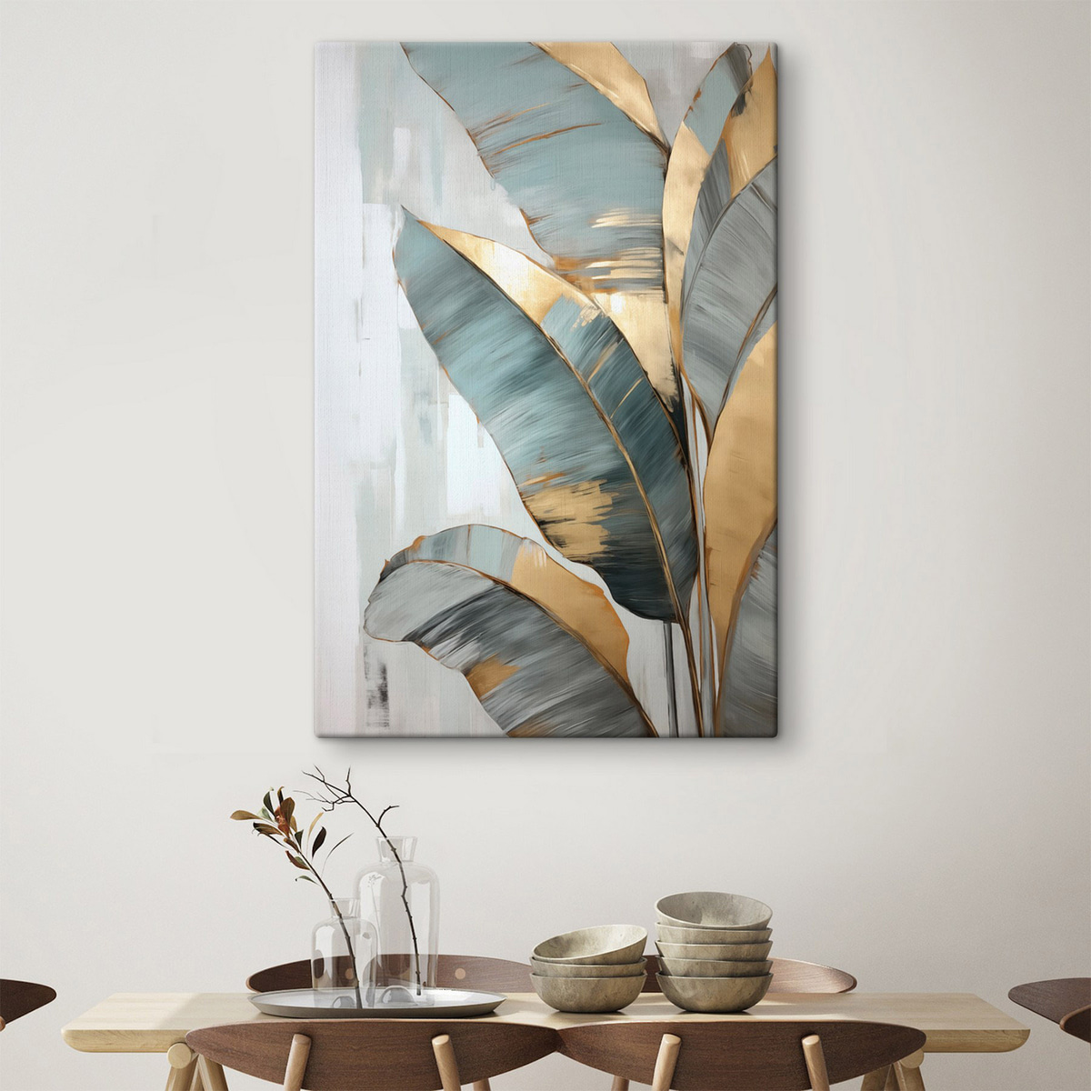 Folhas com pinceladas visíveis — interior 1