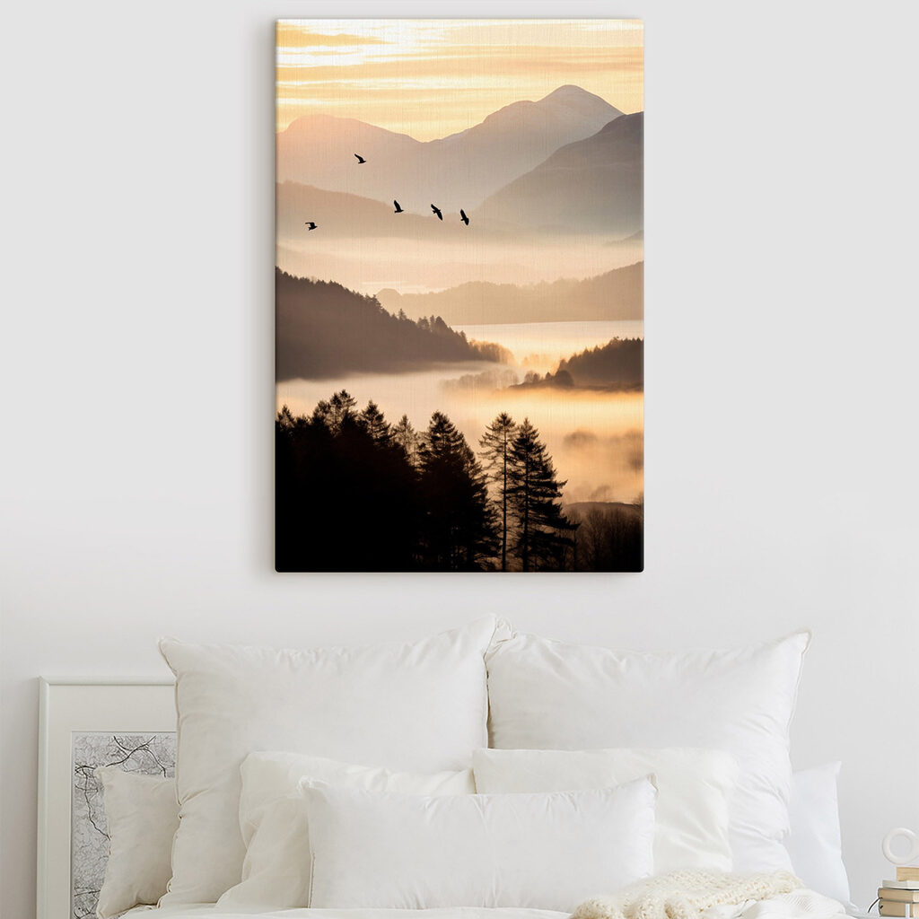 Aves sobre vale dourado — interior 2