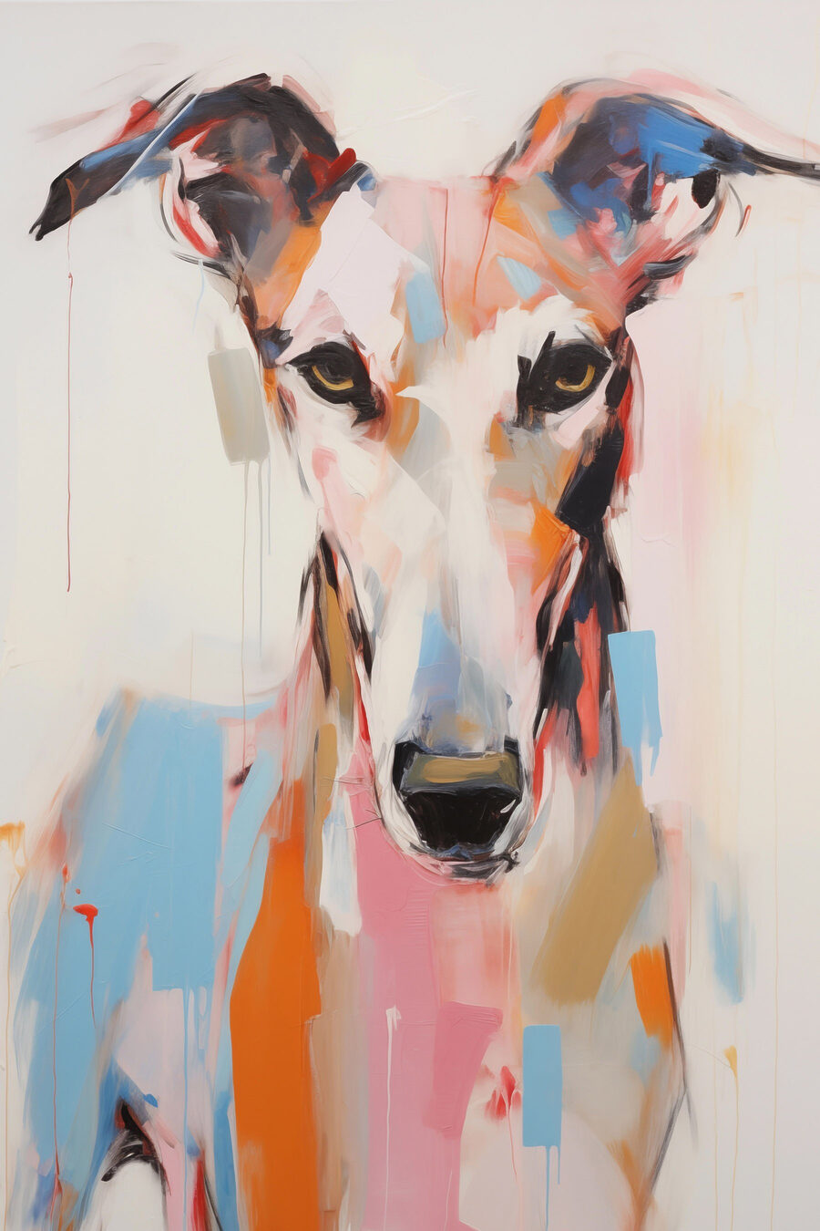 Galgo em pinceladas alegres — design completo