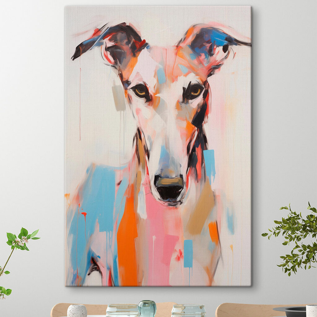 Galgo em pinceladas alegres — interior 2
