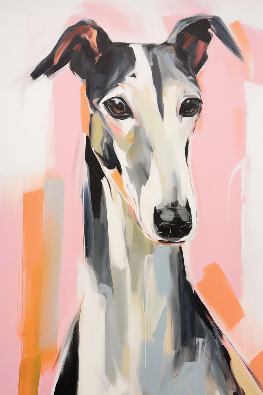 Galgo preto e branco — design completo