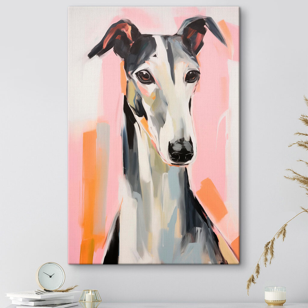 Galgo preto e branco — interior 2
