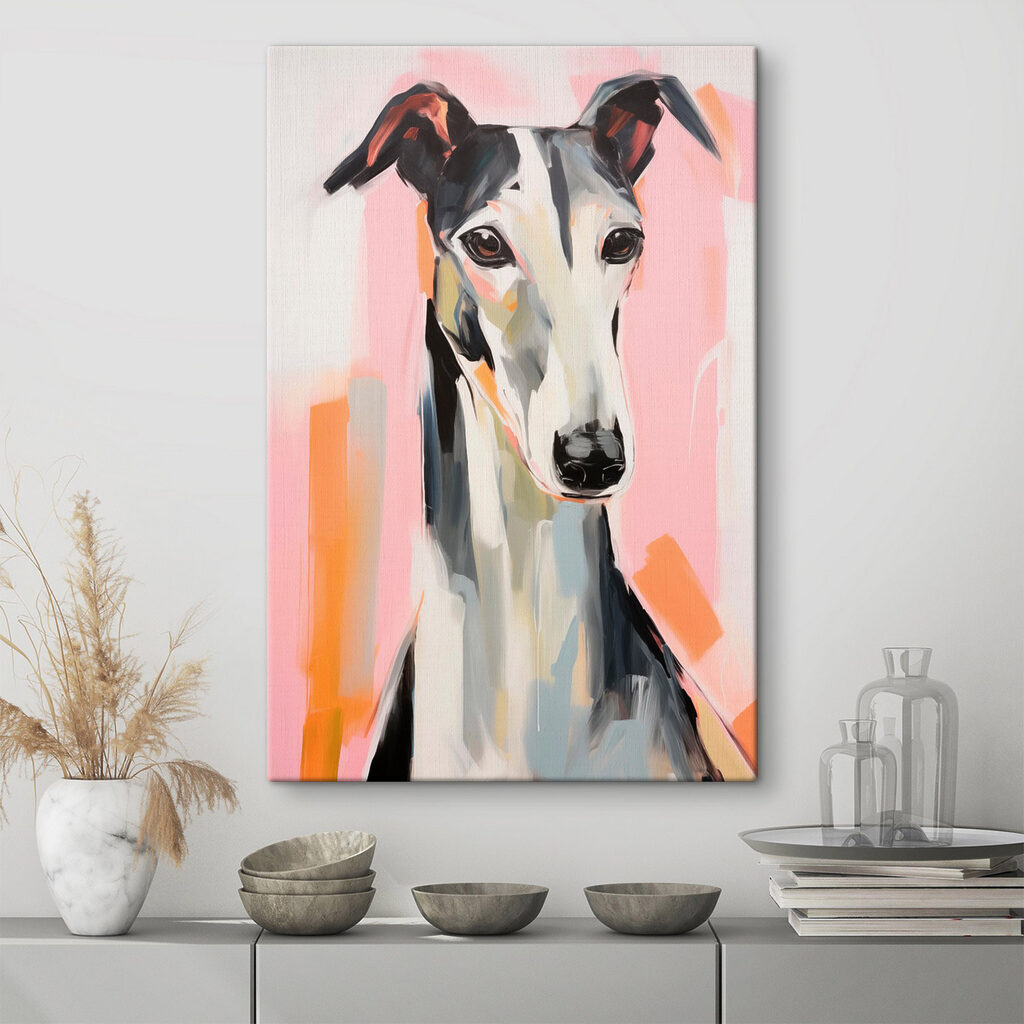 Galgo preto e branco — interior 1