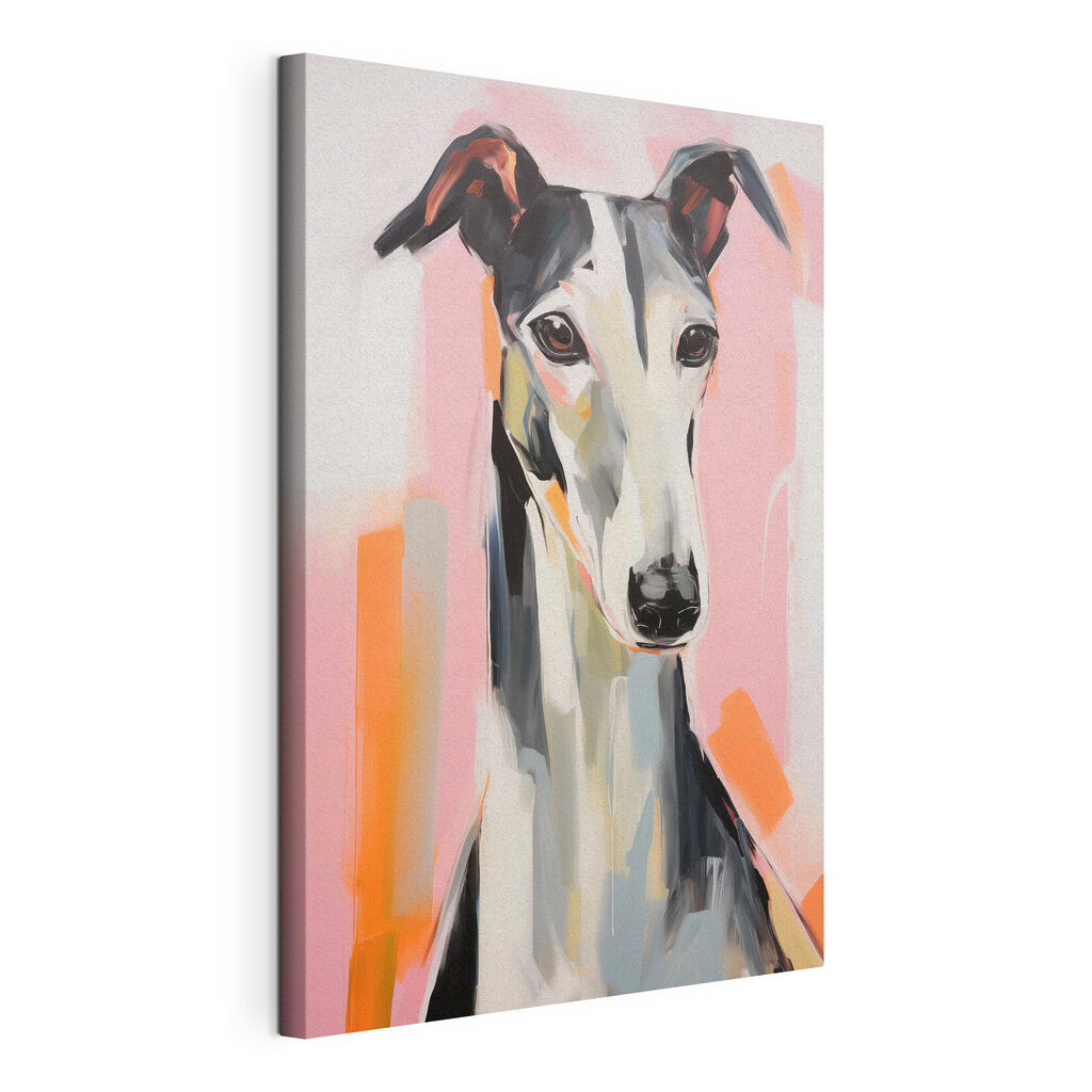 Galgo preto e branco — vista do produto