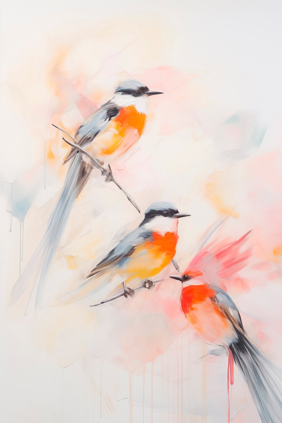 Aves pousadas em ramos — design completo