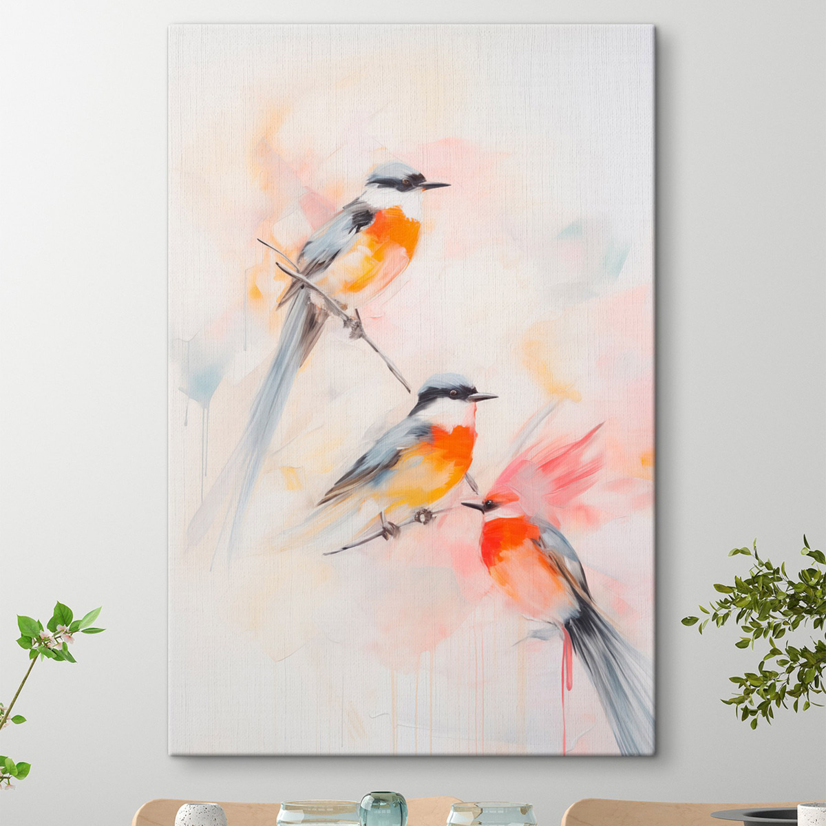 Aves pousadas em ramos — interior 2