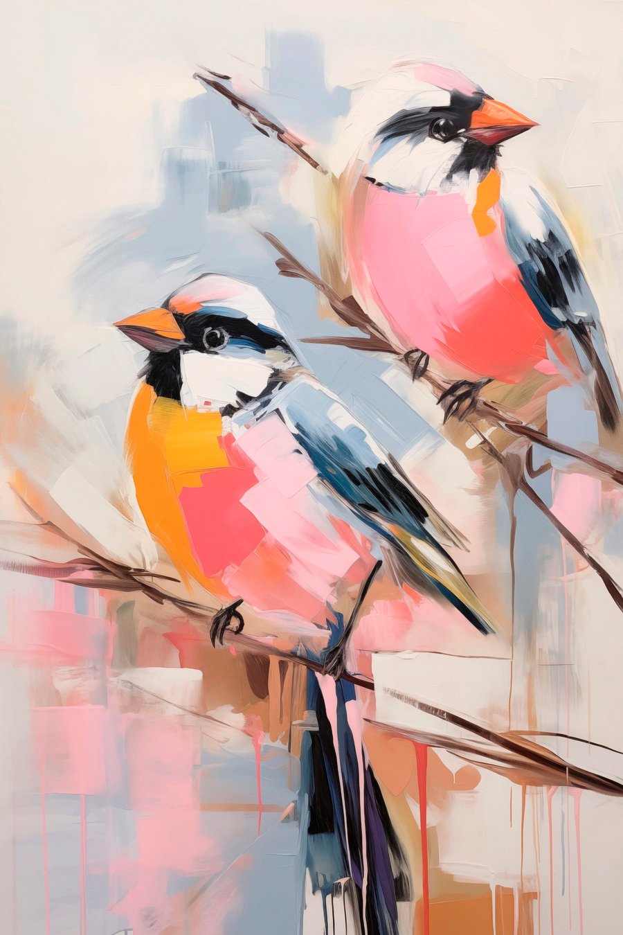 Aves sobre fundo pastel — design completo