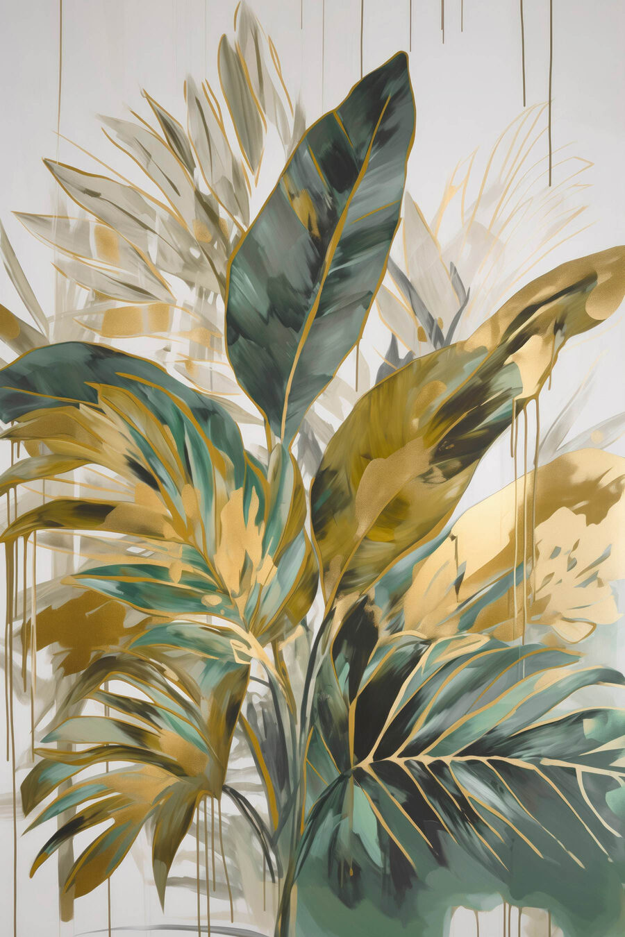Folhas tropicais em dourado — design completo
