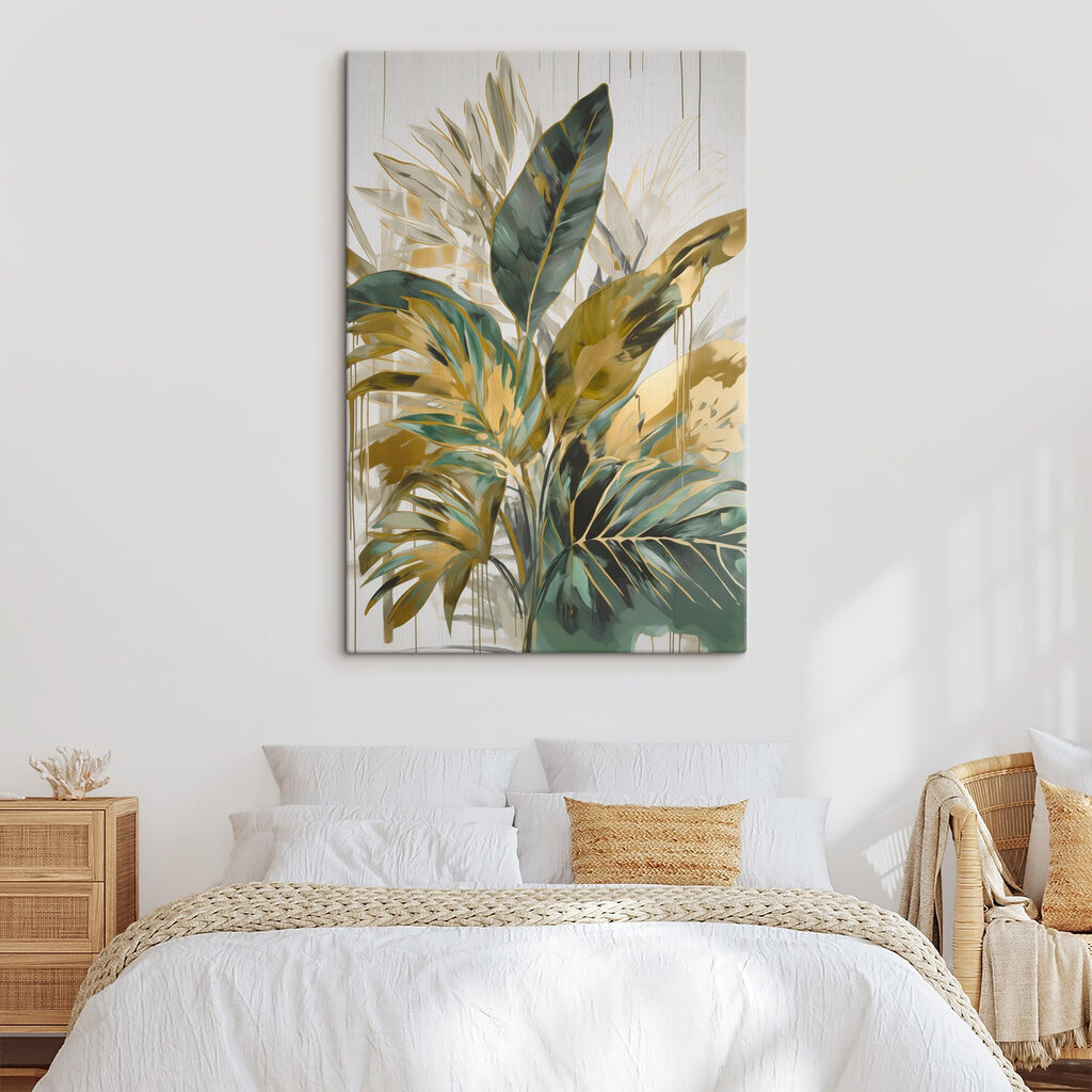 Folhas tropicais em dourado — interior 1