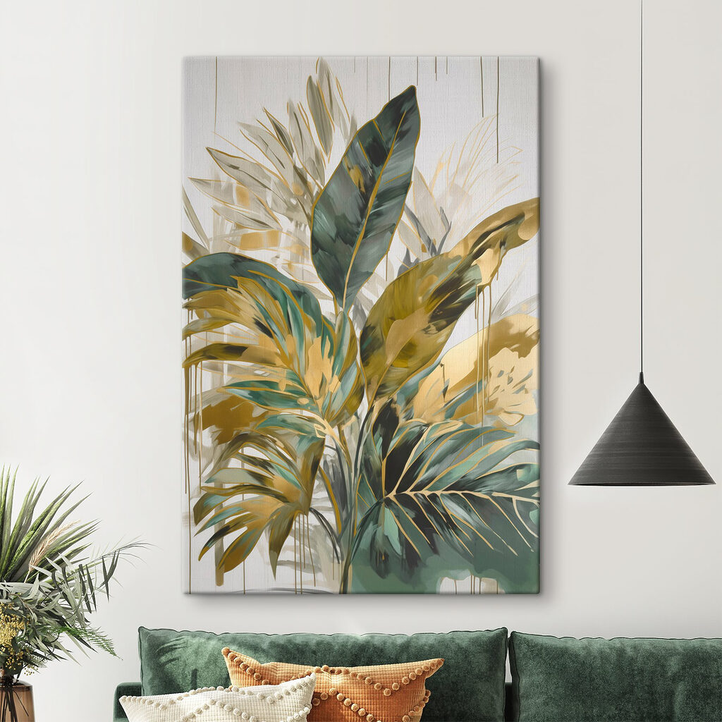 Folhas tropicais em dourado — interior 2