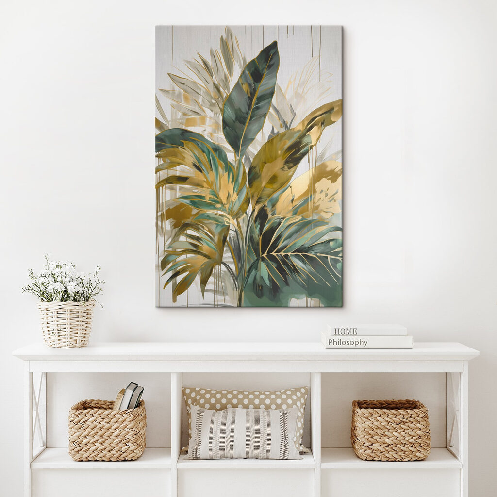 Folhas tropicais em dourado — interior 3