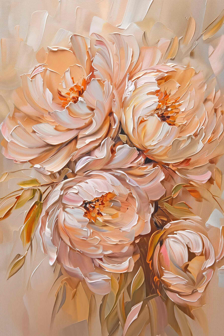 Três flores pêssego — design completo