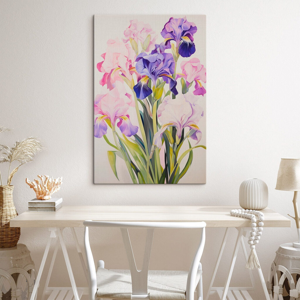 Íris roxas em pastel — interior 1