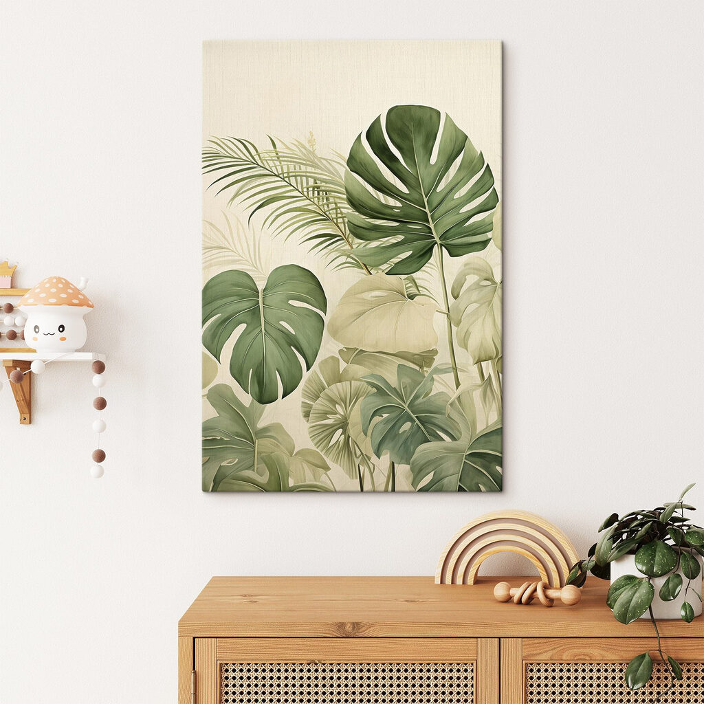 Monstera entre palmas — interior 1