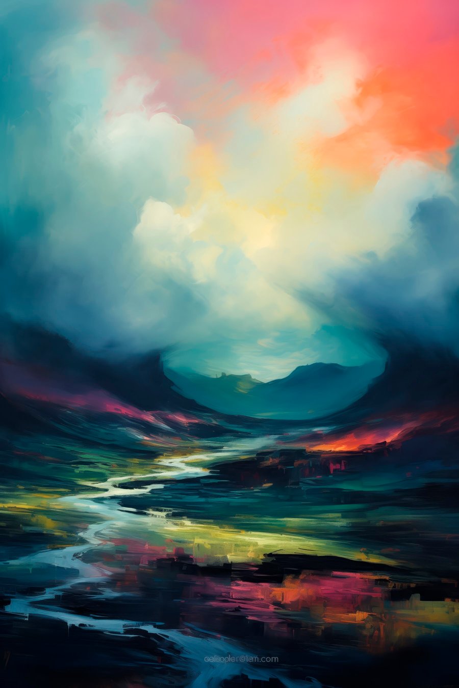 Paisagem abstrata com rio — design completo