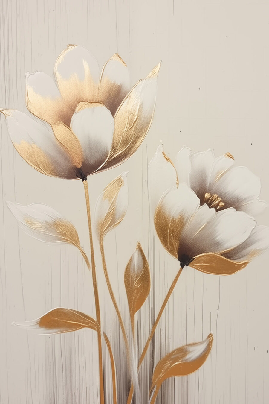 Flores em hastes douradas — design completo